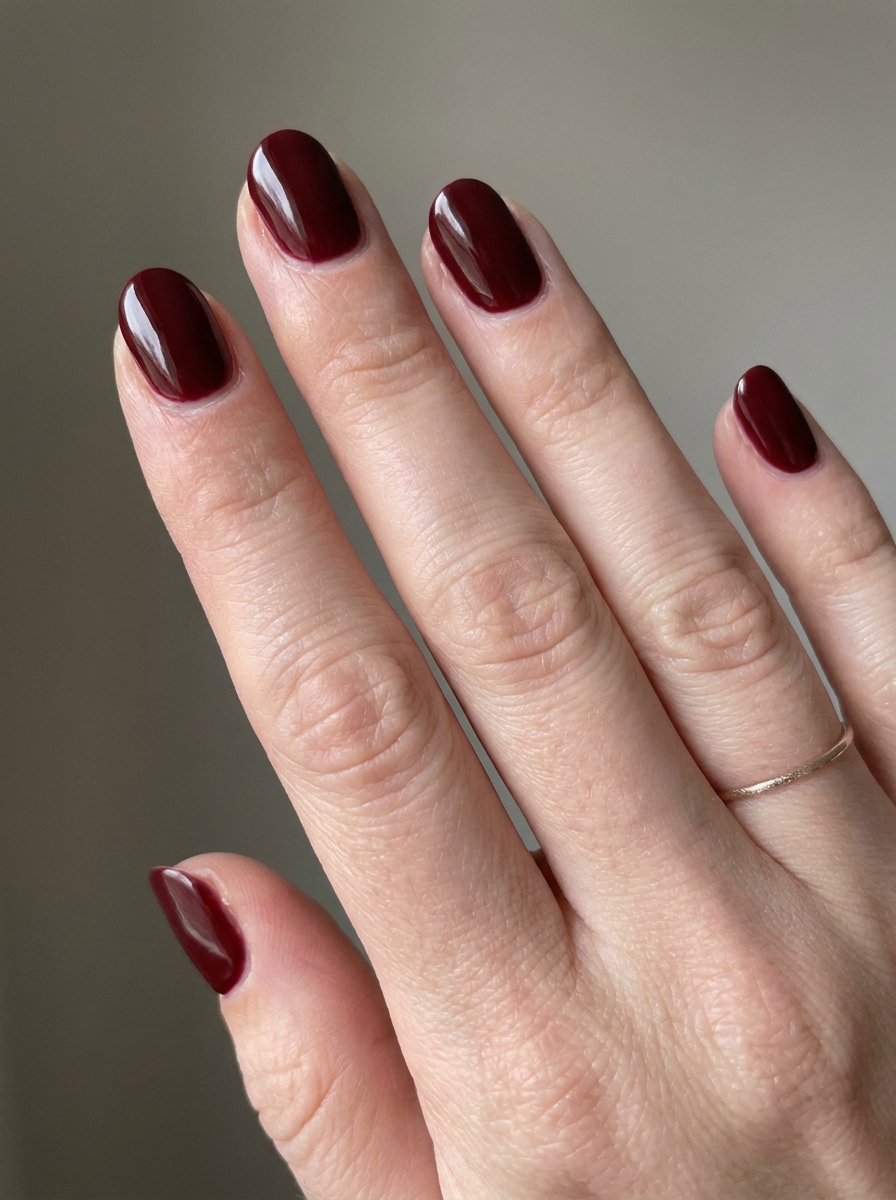 Oxblood mit Minimal Line Art als Oxblood Nails Inspiration 2026